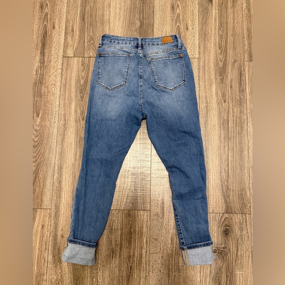 Judy Blue Skinny Fit Jeans Women's 7/28 Distressed Medium Wash Lemon Print - Picture 5 of 7